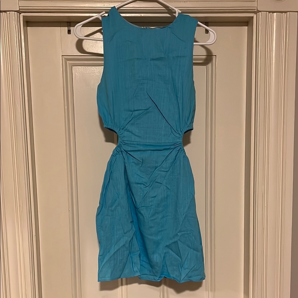 Blue Sleeveless Cutout Mini Dress